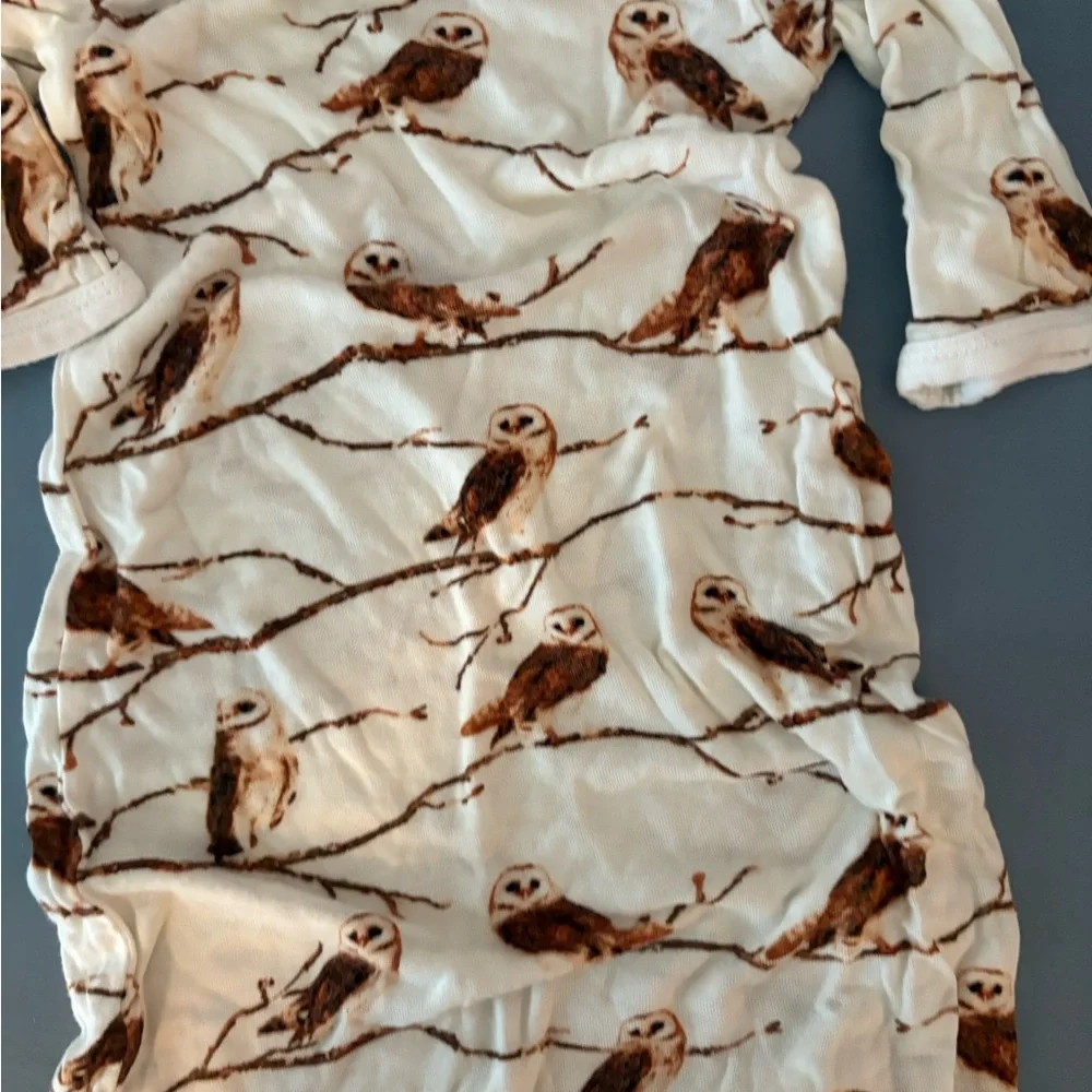 Milkbarn Cream and Brown Sleep Sacks Gown with Owls
